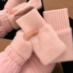 Guantes suaves  de invierno sin dedos medio dedo esponjoso - Imagen 7
