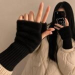 Guantes suaves  de invierno sin dedos medio dedo esponjoso - Imagen 14