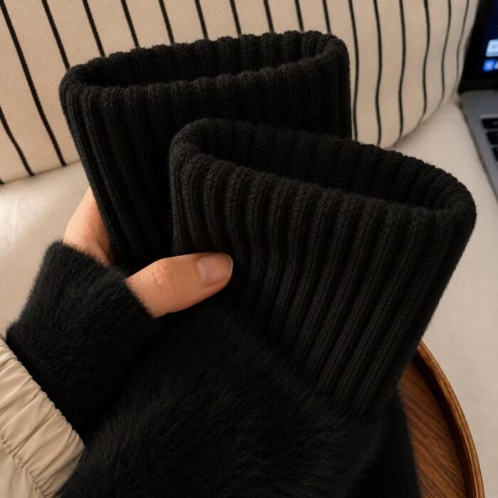 Guantes suaves  de invierno sin dedos medio dedo esponjoso - Imagen 16