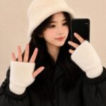 Guantes suaves  de invierno sin dedos medio dedo esponjoso - Imagen 18