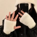 Guantes suaves  de invierno sin dedos medio dedo esponjoso - Imagen 19