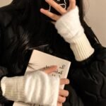 Guantes suaves  de invierno sin dedos medio dedo esponjoso - Imagen 20