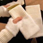 Guantes suaves  de invierno sin dedos medio dedo esponjoso - Imagen 24