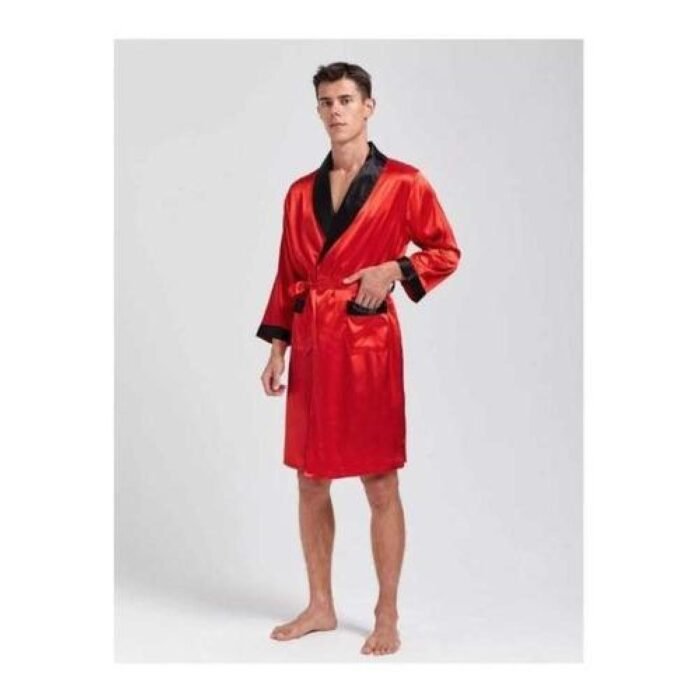 Bata Hombre Satin Seda Camison Kimono Estampado Original - Imagen 8