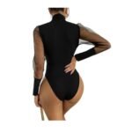 Body Enterizo sexy de manga larga con cuello alto y corte para mujer - Imagen 4