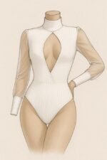 Body Enterizo sexy de manga larga con cuello alto y corte para mujer - Imagen 6
